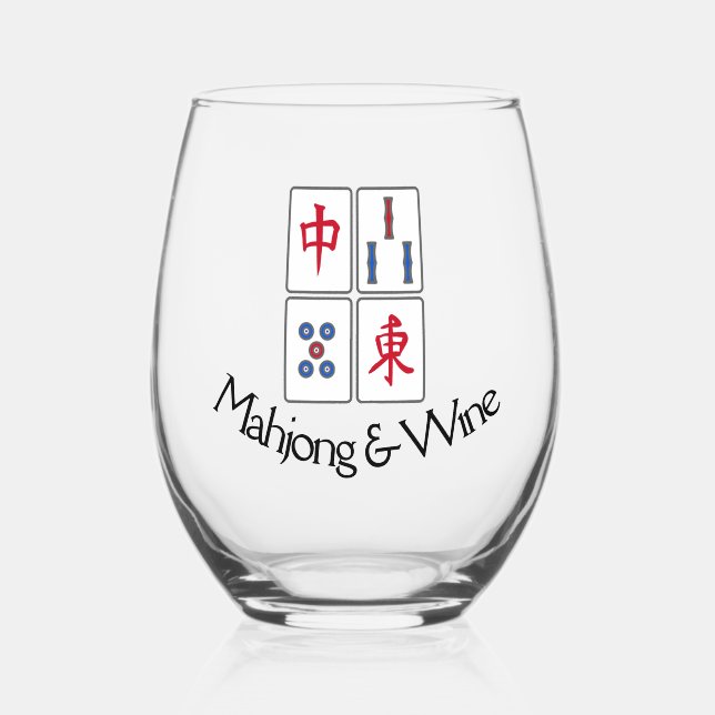 Mahjong Design Stemless Weinglas Weinglas Ohne Stiel (Vorderseite)