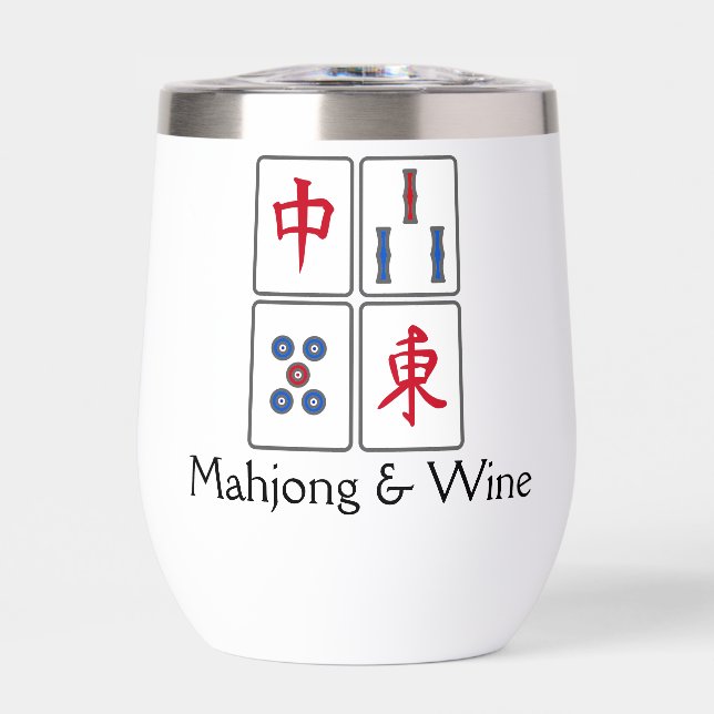 Mahjong Design Thermal Wine Tumbler (Vorderseite)