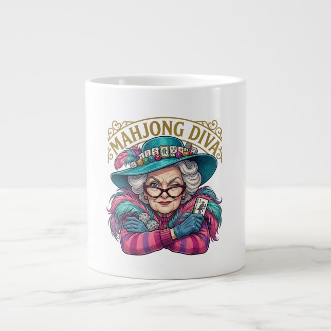 Mahjong Diva Funny Women's Jumbo-Tasse (Vorderseite)
