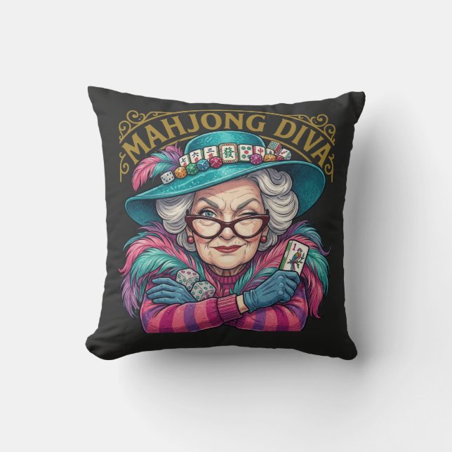 Mahjong Diva Funny Women's Kissen (Vorderseite)