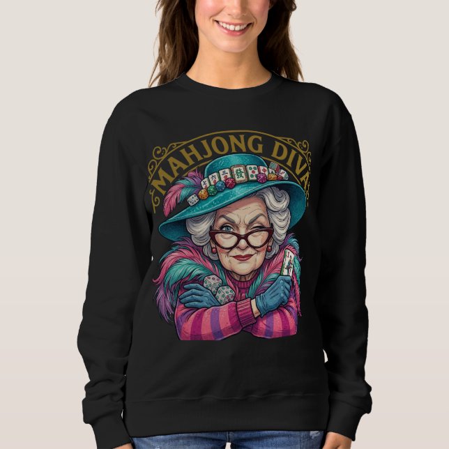 Mahjong Diva Funny Women's Sweatshirt (Vorderseite)