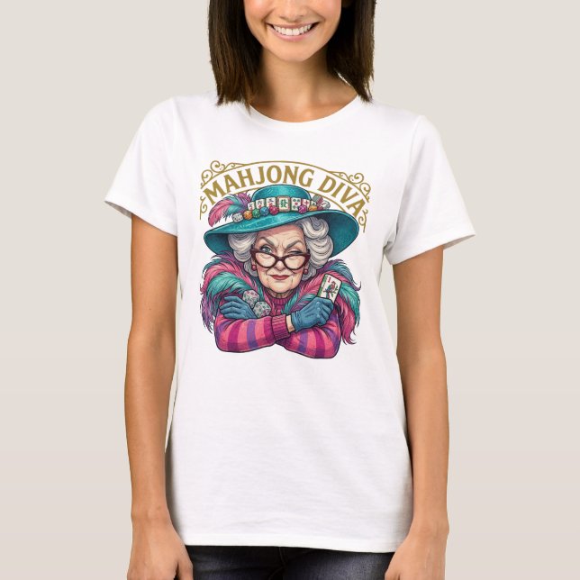 Mahjong Diva Funny Women's T-Shirt (Vorderseite)
