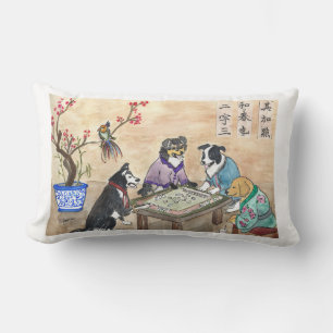 Mahjong Dogs - gelb Lendenkissen
