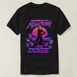 Mahjong & Dogs Synthwave Dobermann Kunst T-Shirt
