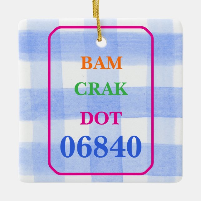 Mahjong Dot Crak Bam Blue Karo PERSONALIZE Keramikornament (Vorderseite)