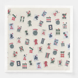 MahJong-Fliesen auf pastellfarbenem Abzeichen Serviette