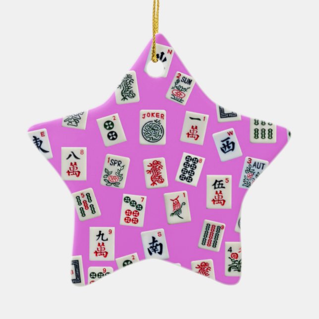 Mahjong Fliesen-Design in Rosa Keramik Ornament (Vorne)