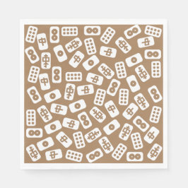 Mahjong-Fliesen-Muster weiß auf braun Serviette