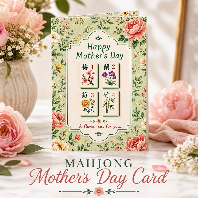 Mahjong Floral Muttertag Elegante Karte (Von Creator hochgeladen)