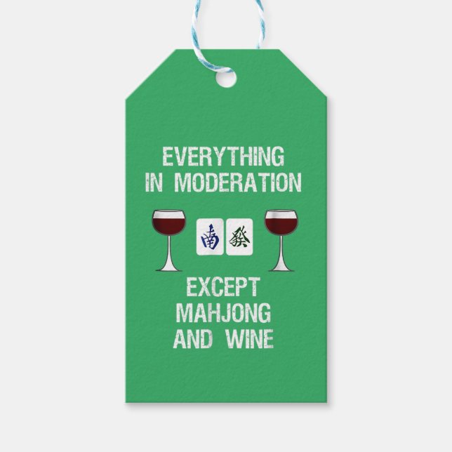 Mahjong Funny Wine Moderation Geschenkanhänger (Vorderseite)