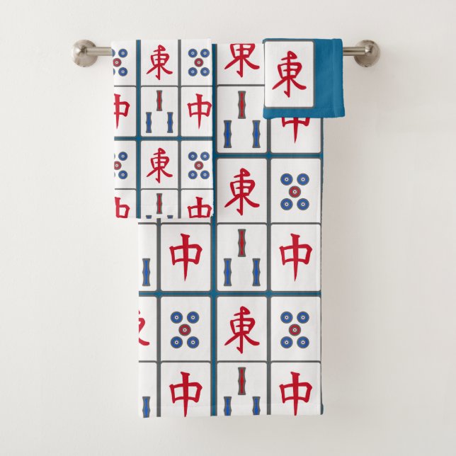 Mahjong Game Tiles Design Badhandtuch Set (Insitu)