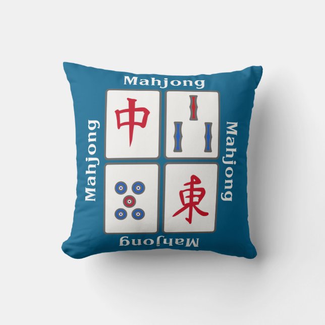 Mahjong Game Tiles Design Throw Kissen (Vorderseite)