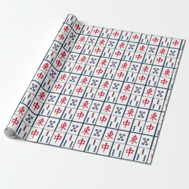 Mahjong Game Tiles Design Wrapping Paper Geschenkpapier (Ungerollt)