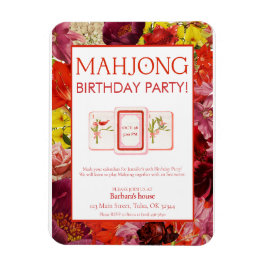 Mahjong-Geburtstagseinladung, Floral Magnet
