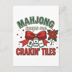 Mahjong hält mich am Kacheln knacken Weihnachtsspi Postkarte