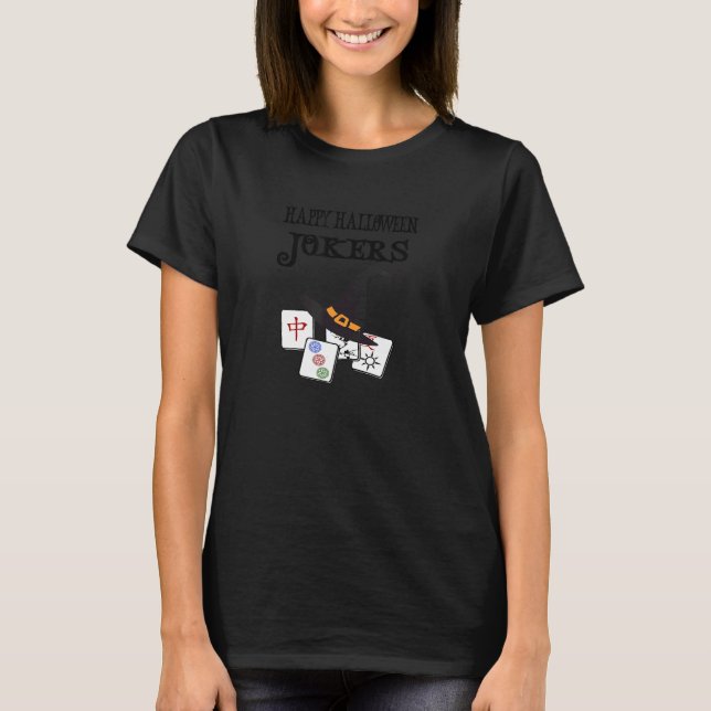 Mahjong Happy Halloween Jokers Tile Game T-Shirt (Vorderseite)