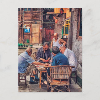 Mahjong in der Alley-Hutong-China Postkarte