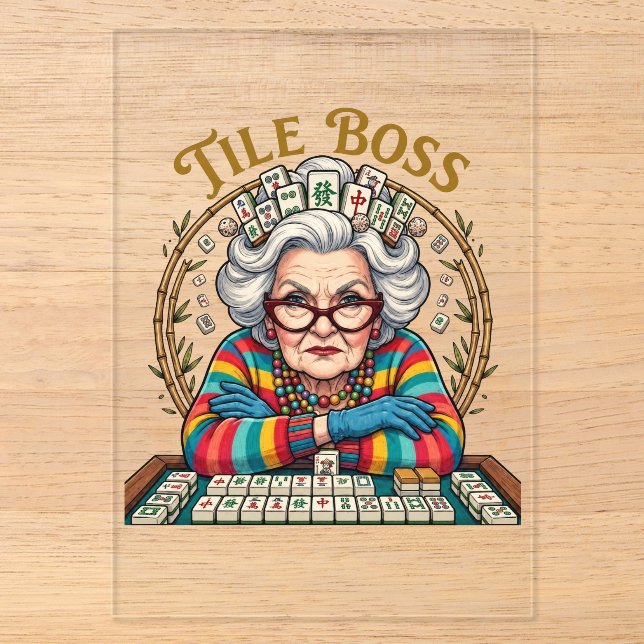 Mahjong-Kachel Boss Acryleinladungen (Vorderseite)
