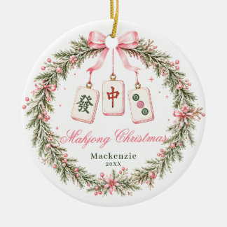 Mahjong-Kachel-Weihnachtsgirlande Keramik Ornament