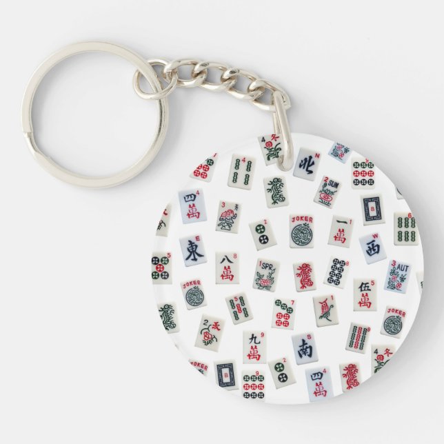 MahJong-Kacheln und Symbolmuster  Schlüsselanhänger (Vorderseite)
