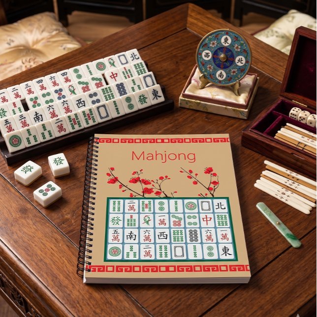Mahjong Kirschblüten Spiralblock Notizbuch (Von Creator hochgeladen)