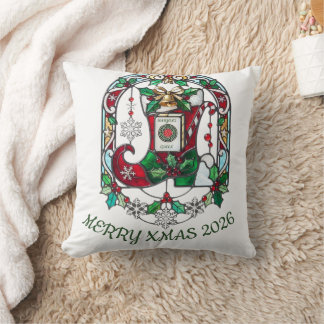 Mahjong-Königin-Buntglas-Weihnachtsbaumanhänger Kissen