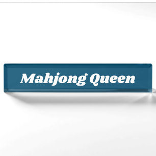 Mahjong-Königin in Blaugrün  Namensplakette