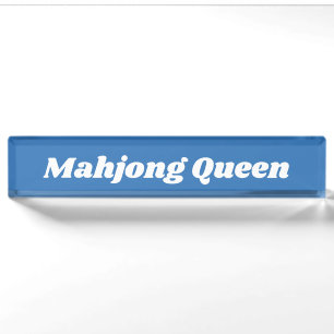 Mahjong-Königin in hellblau Namensplakette