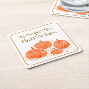 Mahjong Kürbisgewürz Saison Wasserfarbe Kürbis Rechteckiger Pappuntersetzer