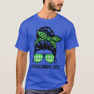 Mahjong Leben Damen unordentliche Buns chinesische T-Shirt