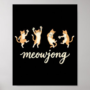 Mahjong-Liebhaber Mahjong-Spieler Katze spielt Mah Poster
