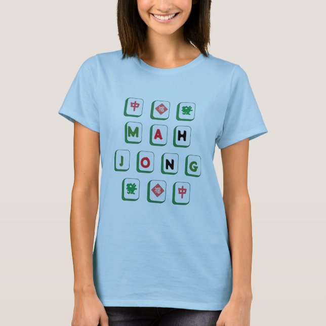 Mahjong Lover Geschenk für ihre roten grünen schwa T-Shirt (Vorderseite)