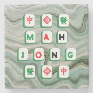 Mahjong Lover Jade Green Marble Print Mahj Geschen Steinuntersetzer