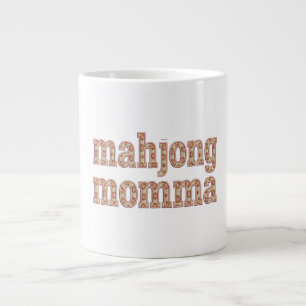 Mahjong-Mama Retro-Varsity-Muster-Geschenk Jumbo-Tasse