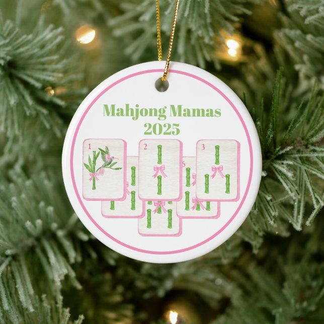 Mahjong Mamas Mahjong Preppy Tiles Bows Coquette Keramik Ornament (Baum)