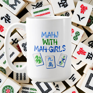 Mahjong mit Mah Girls Wasserfarbe Tiles Kaffeetasse