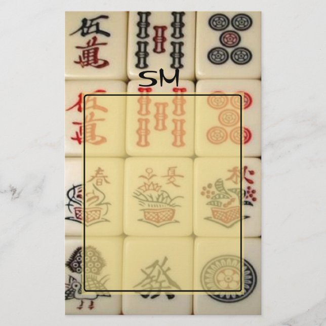 Mahjong Monogramm Briefpapier (Vorderseite)