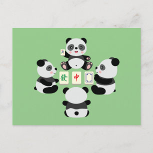 Mahjong Panda Niedlich Funny Feiertagspostkarte