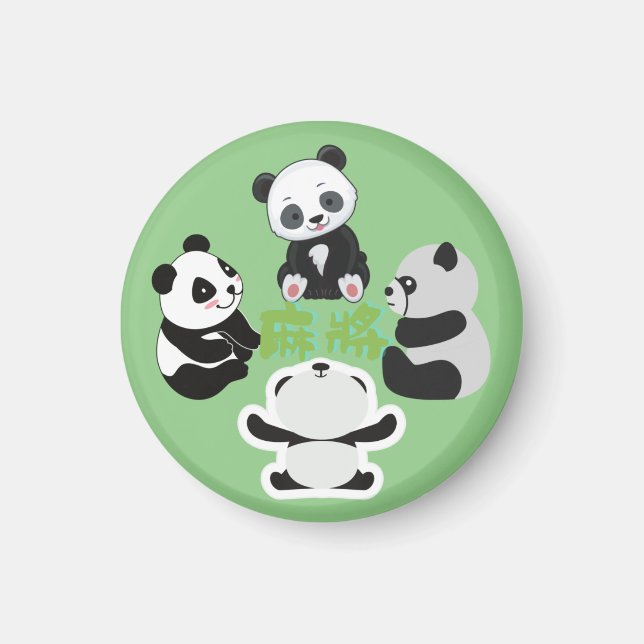 Mahjong Panda Niedlich Funny Magnet (Vorne)