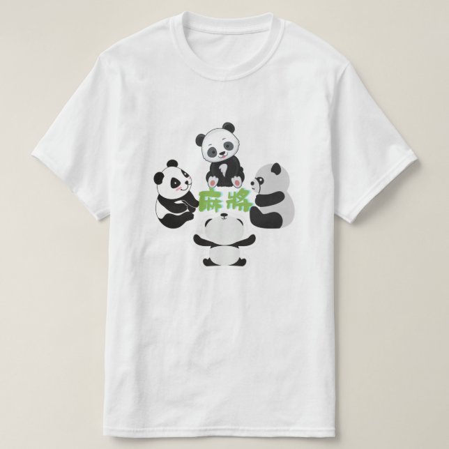 Mahjong Panda Niedlich Funny T - Shirt (Design vorne)