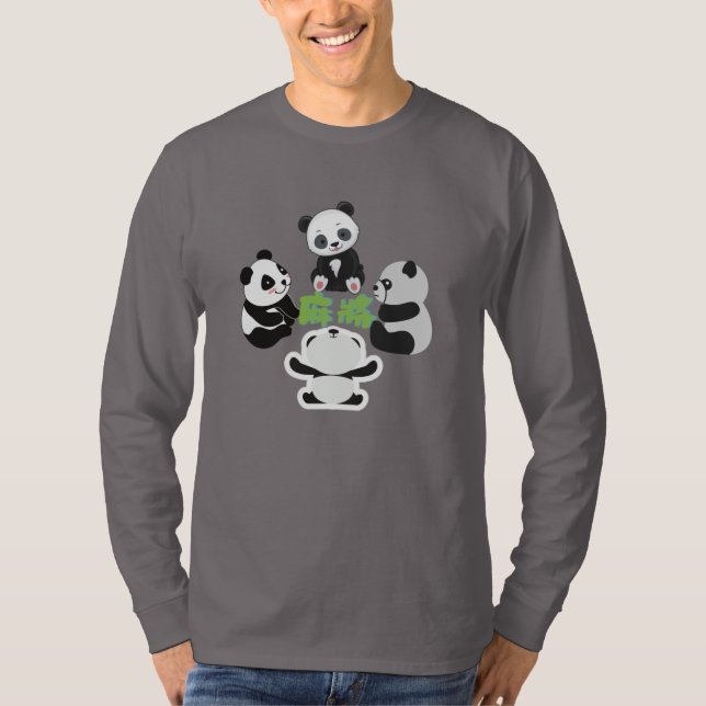 Mahjong Panda Niedlich Funny T-Shirt (Vorderseite)