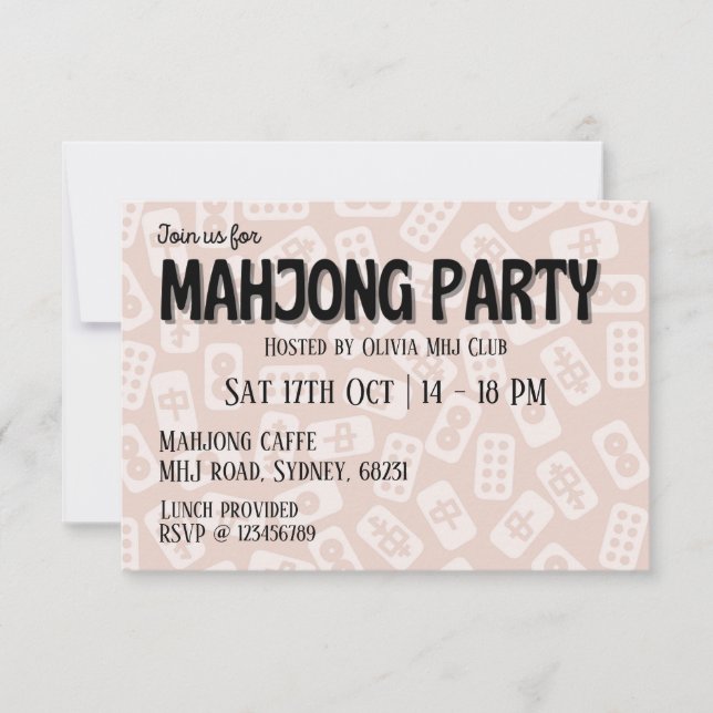 Mahjong Party Einladung (Vorderseite)