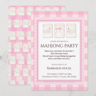 Mahjong-Party-Einladung, grandmillennial Schwäne Einladung