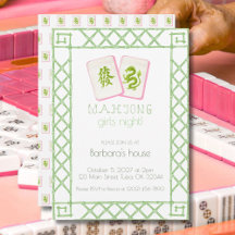 Mahjong Party Einladung, Grüner Drache Bamboo