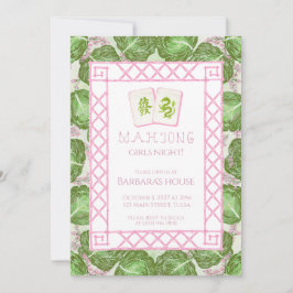 Mahjong-Party-Einladung, Kohl und Rosa Einladung
