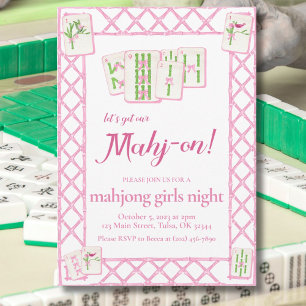 Mahjong-Party-Einladung, Rosa Grüne Kokette Einladung