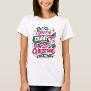 Mahjong-Party Hemdenregale Snacks Cocktails Rosa T-Shirt