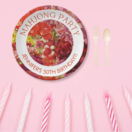 Mahjong Party Rich Bold Floral Custom Pappteller