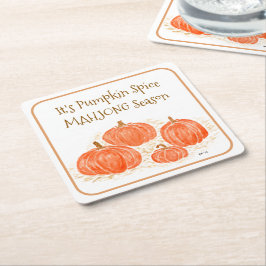 Mahjong Pumpkin Spice Season Watercolor Pumpkin Rechteckiger Pappuntersetzer
