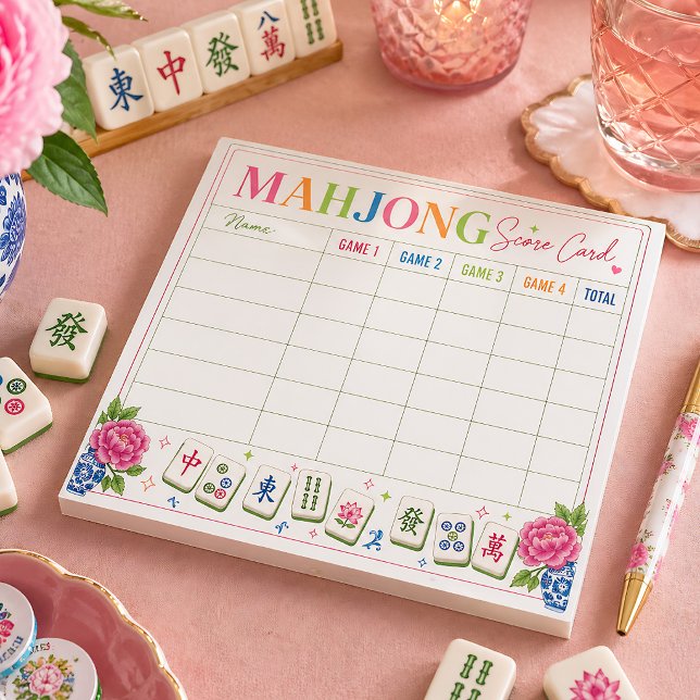Mahjong Punktekarte Blumendesign Notizblock (Von Creator hochgeladen)